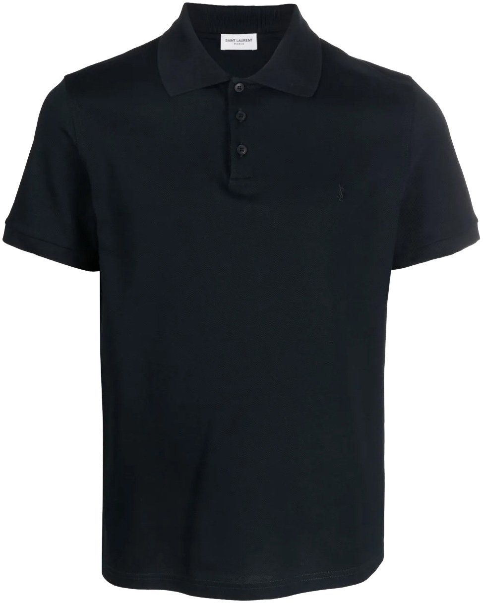 Saint Laurent Cassandre Ysl Logo Polo Shirt Blauw