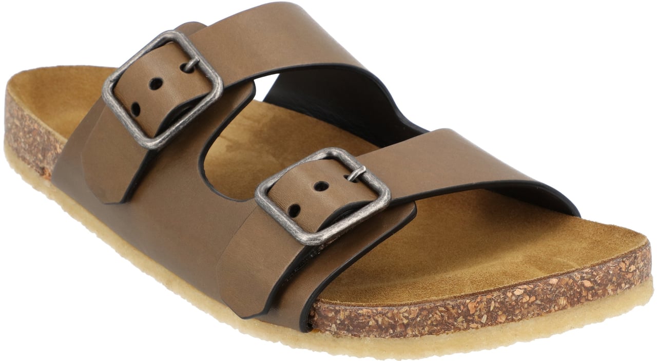Saint Laurent Smooth Leather "Jimmy" Flat Sandals Bruin
