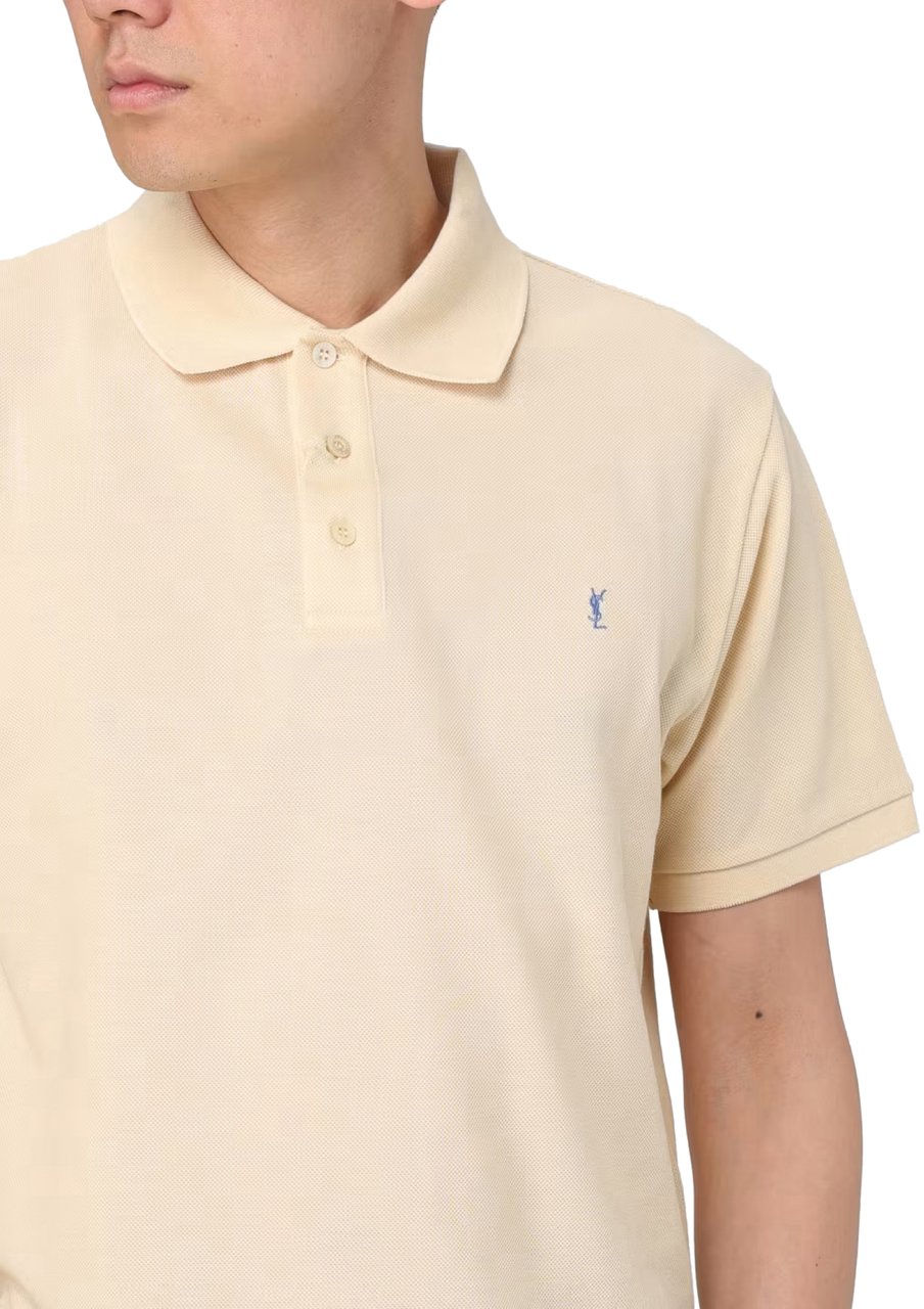 Saint Laurent Cassandre Ysl Logo Polo Shirt Geel