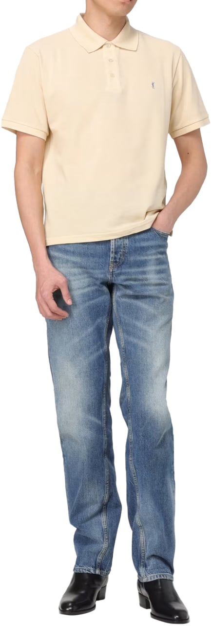 Saint Laurent Cassandre Ysl Logo Polo Shirt Geel