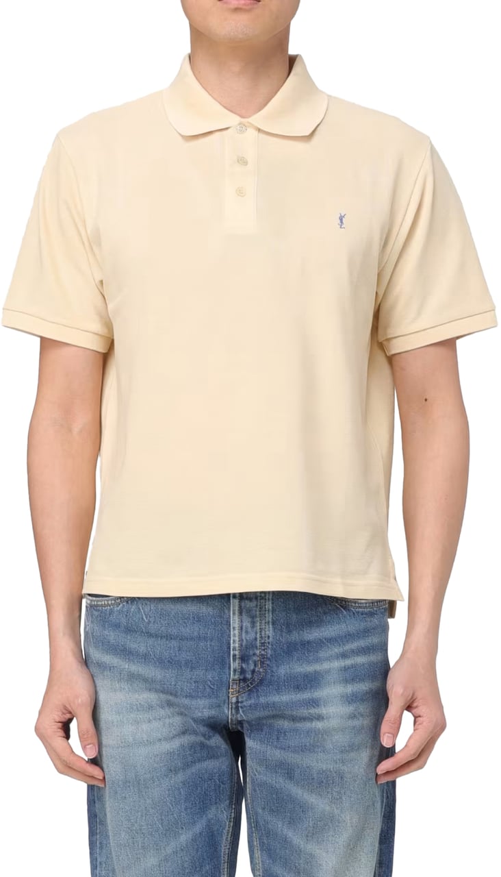 Saint Laurent Cassandre Ysl Logo Polo Shirt Geel