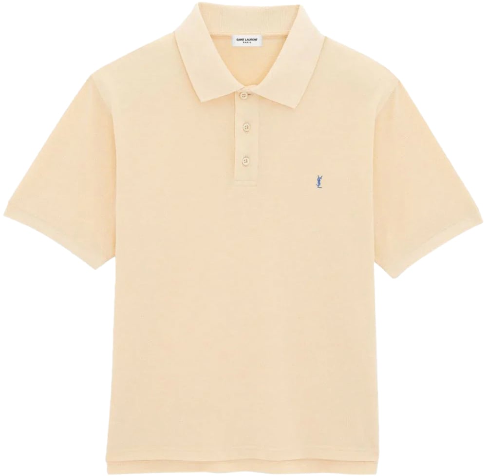 Saint Laurent Cassandre Ysl Logo Polo Shirt Geel