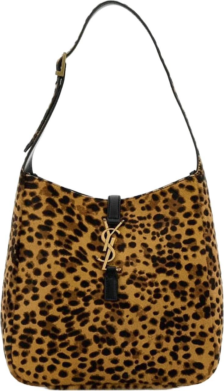 Saint Laurent Le 5 À 7 Leopard Leather Shoulder Bag Bruin