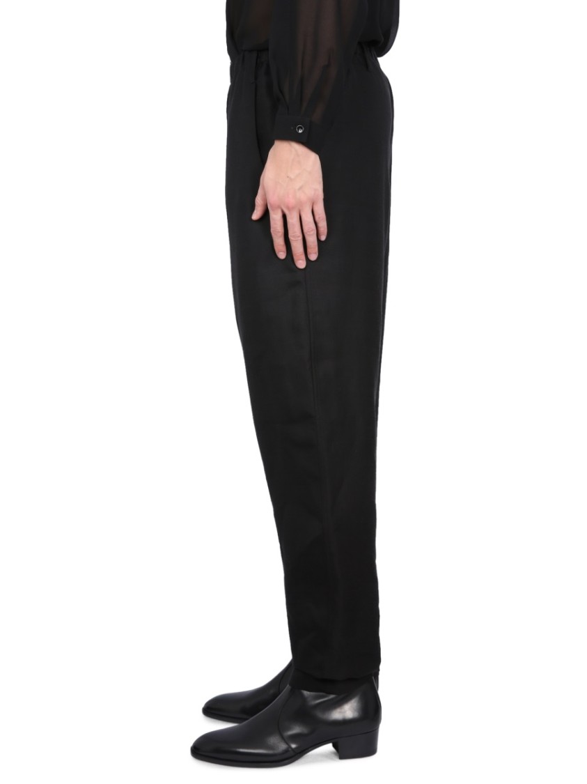 Saint Laurent High-Waist Black Pants With Elastic Waistband Zwart
