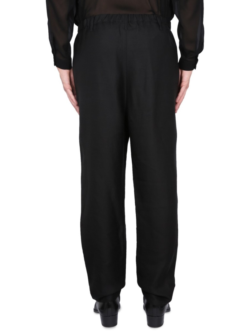 Saint Laurent High-Waist Black Pants With Elastic Waistband Zwart