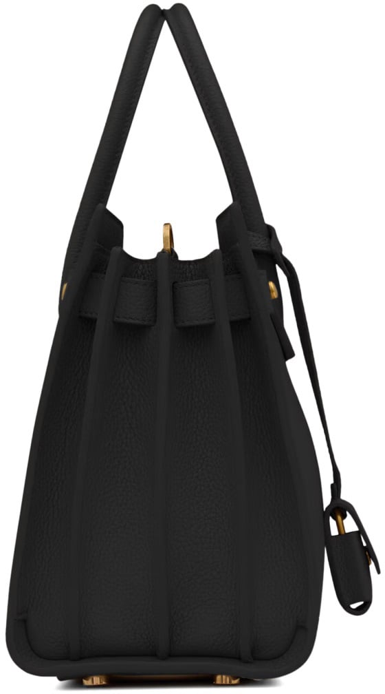 Saint Laurent Pebbled Leather Handbag With Dual Handles Zwart