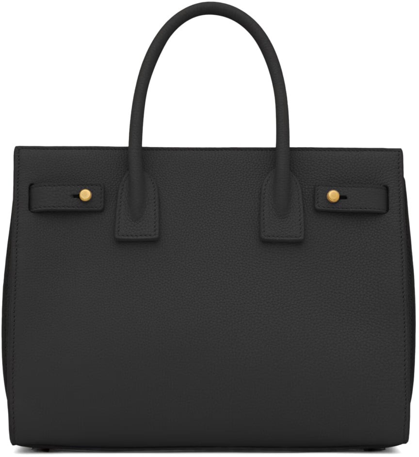 Saint Laurent Pebbled Leather Handbag With Dual Handles Zwart