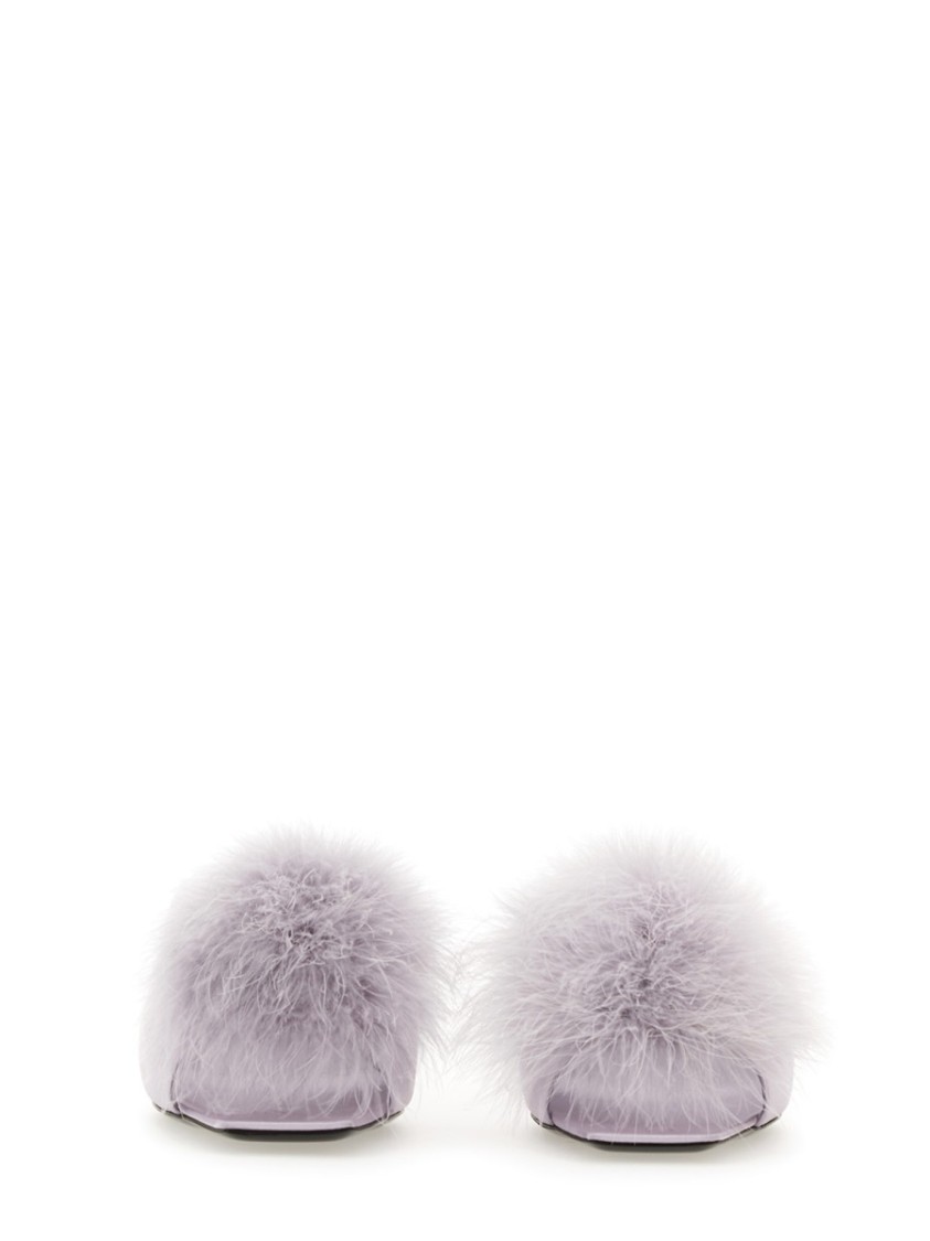 Saint Laurent Mule Mae In Satin Crepe Wit