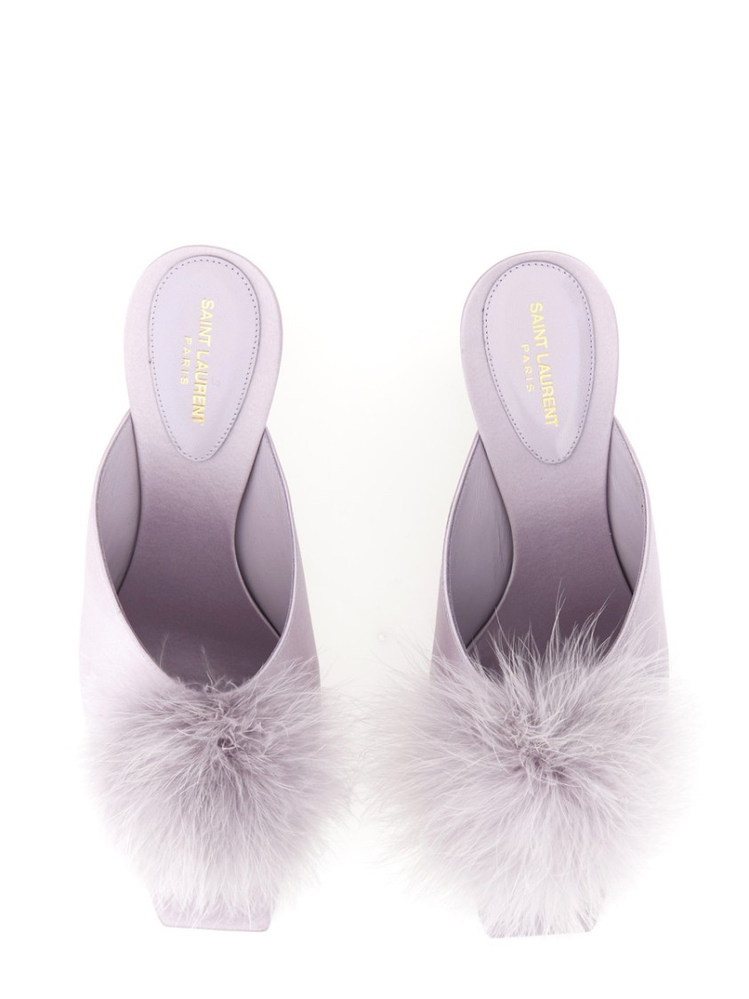 Saint Laurent Mule Mae In Satin Crepe Wit