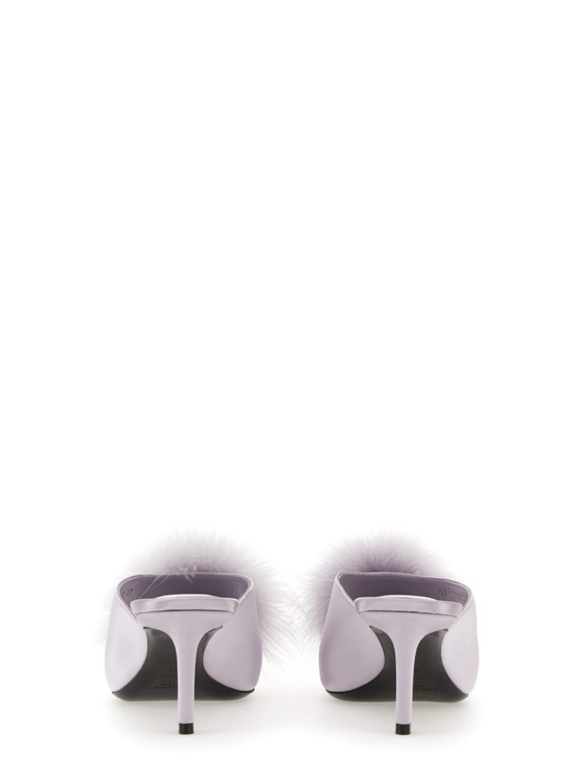 Saint Laurent Mule Mae In Satin Crepe Wit
