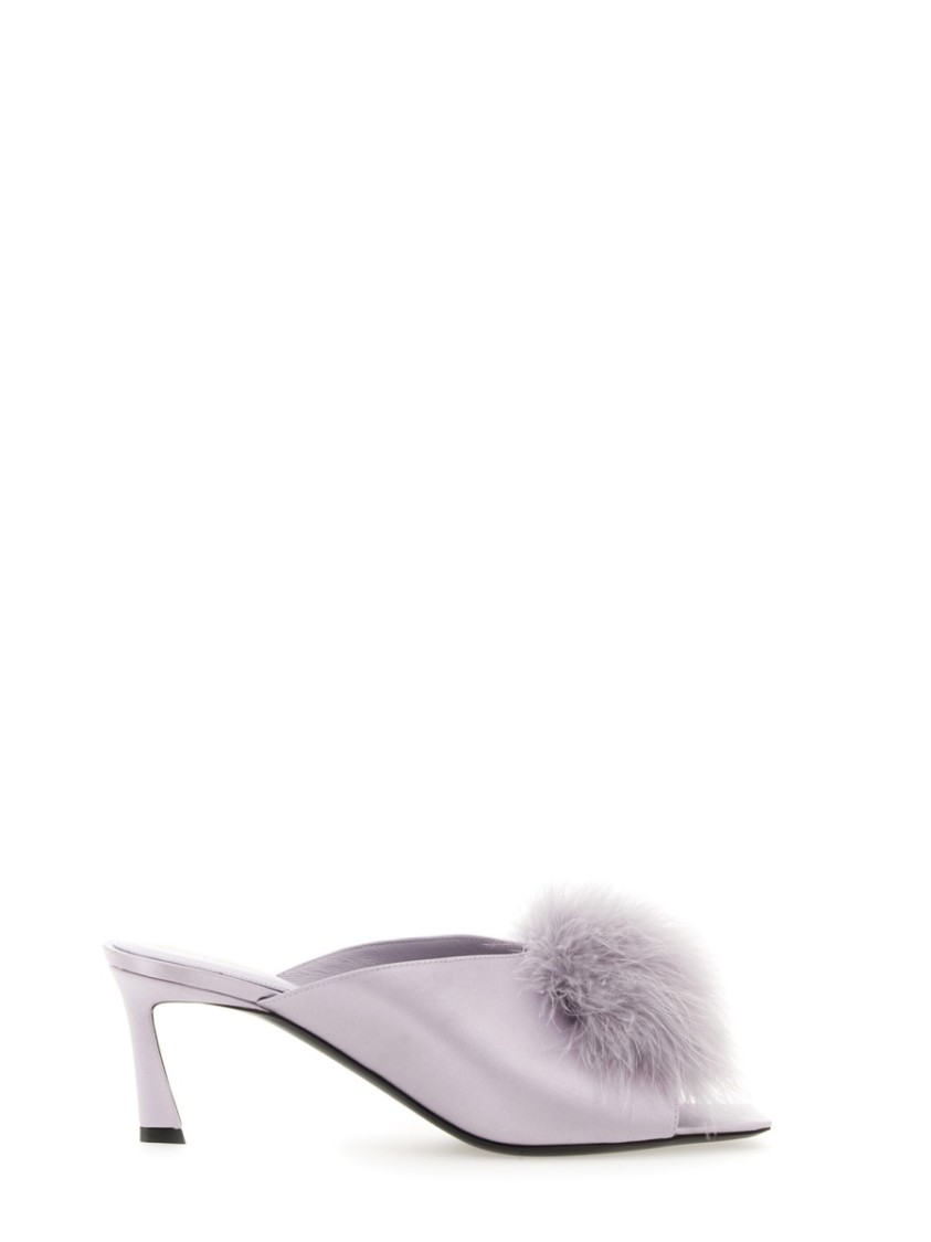 Saint Laurent Mule Mae In Satin Crepe Wit