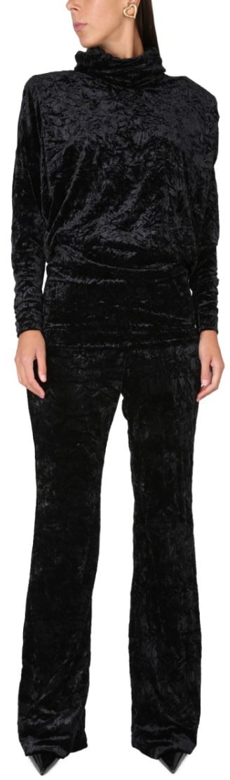 Saint Laurent Relaxed Wide-Leg Pants With Elastic Waistband Zwart
