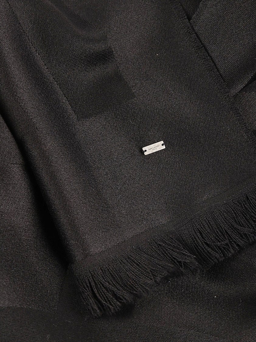 Saint Laurent 100% Wool Black Scarf Zwart