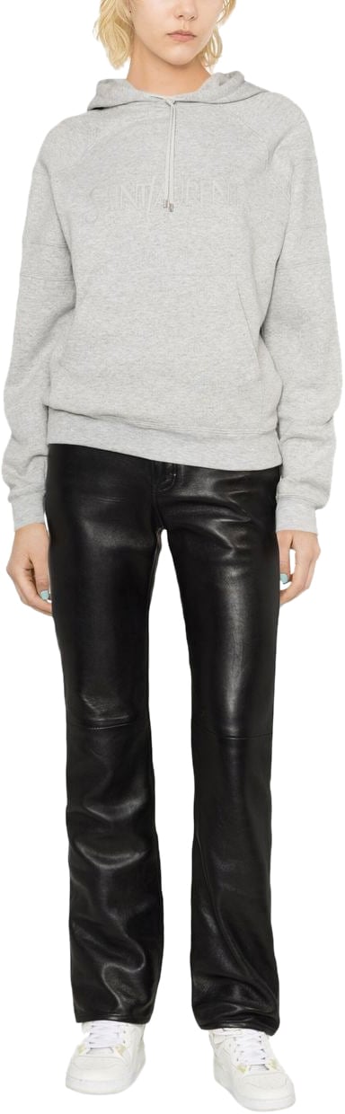 Saint Laurent Felpa in cotone con logo ricamato Grijs