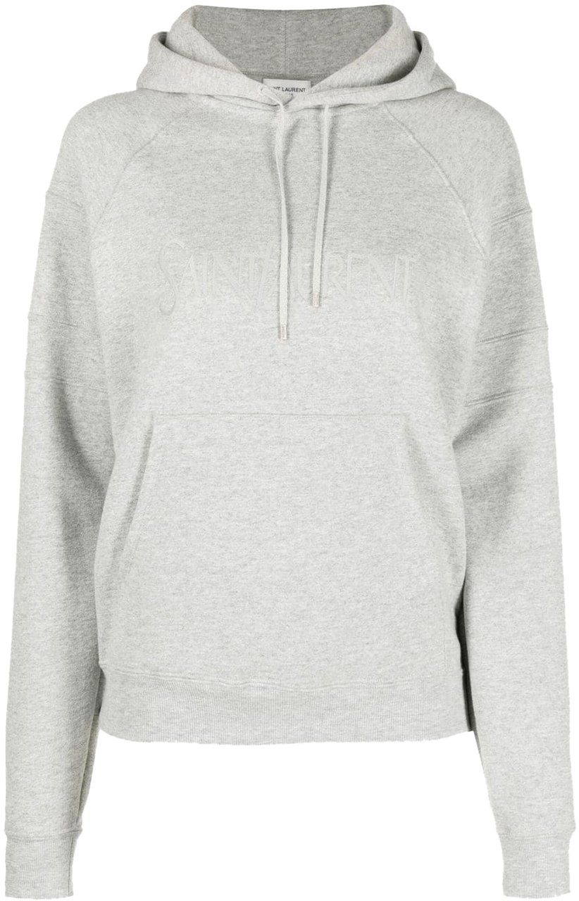 Saint Laurent Felpa in cotone con logo ricamato Grijs