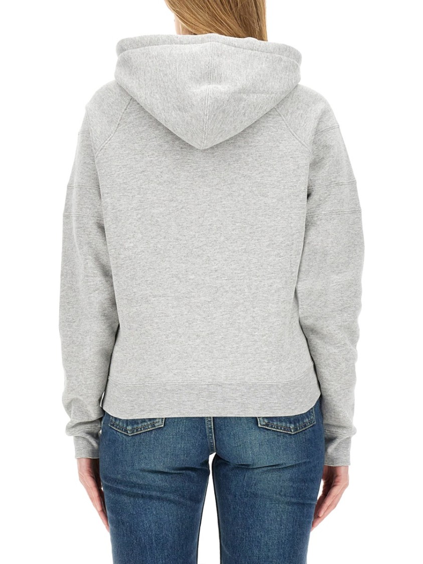 Saint Laurent Classic Grey Cotton Hoodie With Drawstring Wit