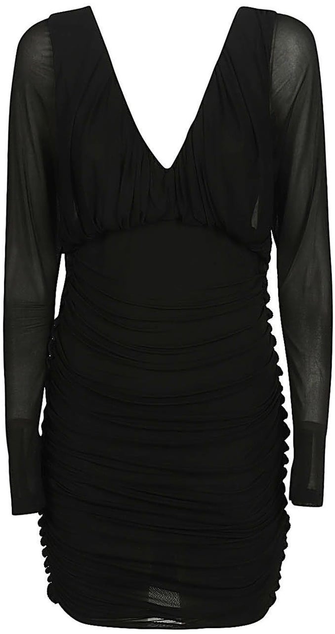 Saint Laurent Saint Laurent Mini Draped Dress Zwart