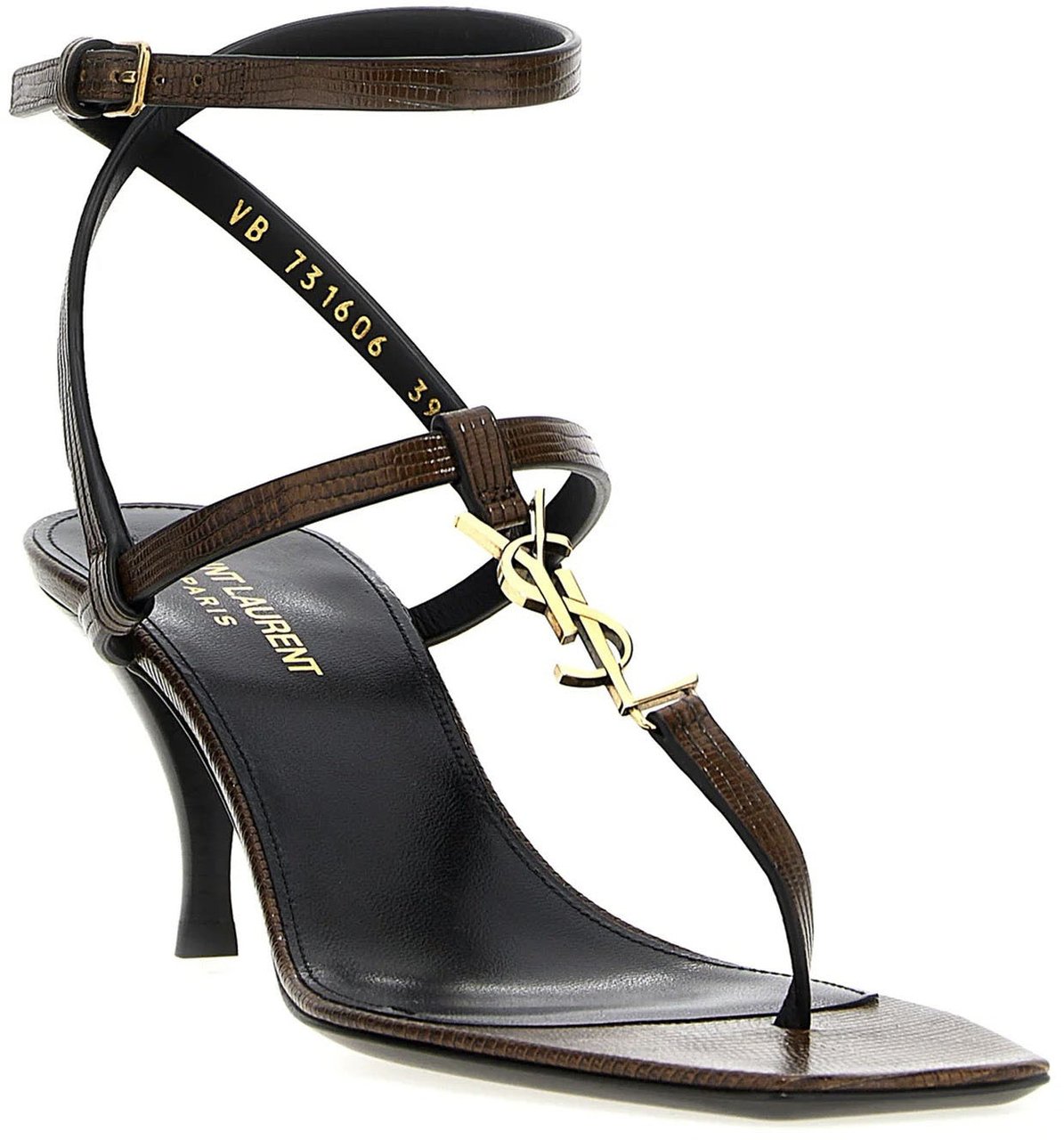 Saint Laurent Saint Laurent Cassandra Leather Flip-Flop Sandals Bruin