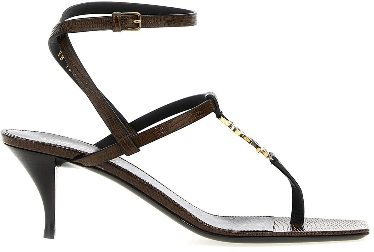 Saint Laurent Saint Laurent Cassandra Leather Flip-Flop Sandals Bruin