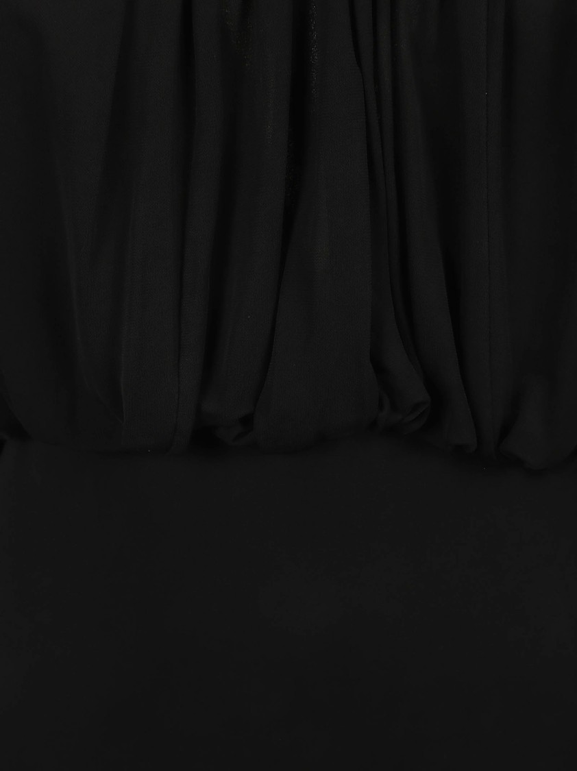 Saint Laurent Flowing Black Dress With Draped Bodice Zwart