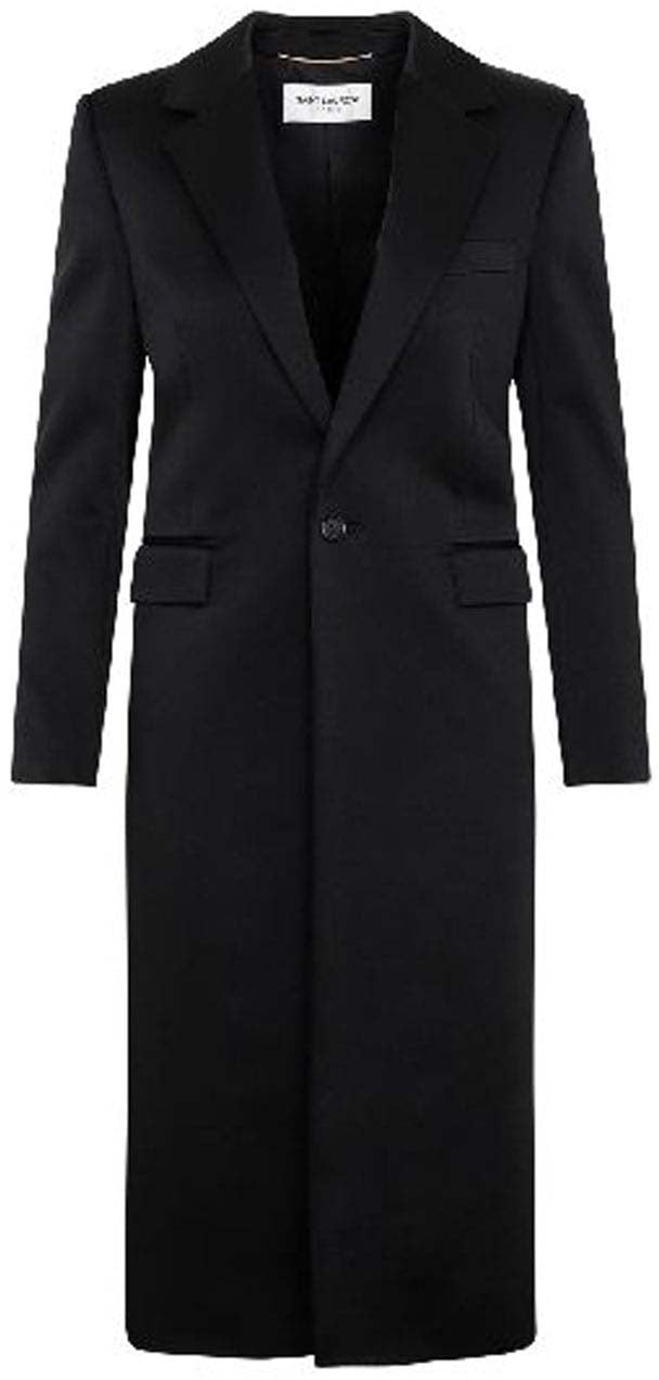 Saint Laurent Satin Coat Zwart