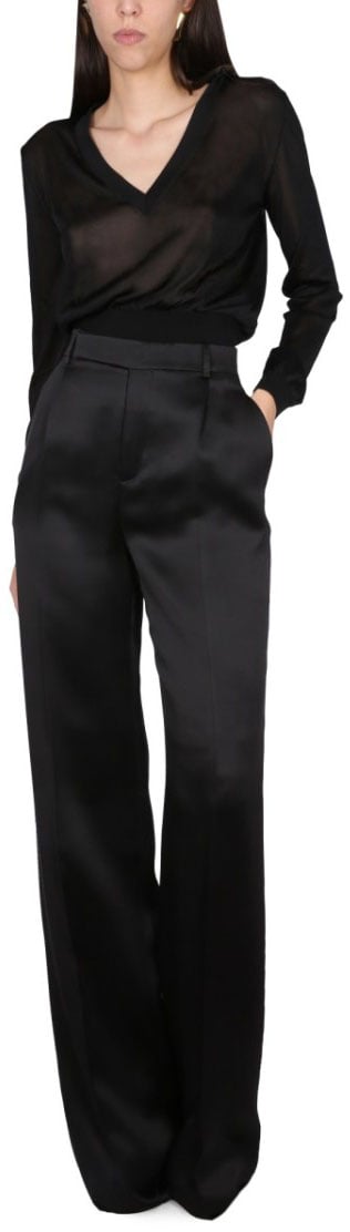 Saint Laurent Satin Flared Pants Zwart