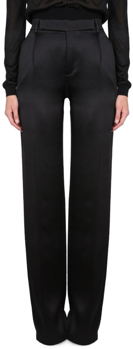 Saint Laurent Satin Flared Pants Zwart