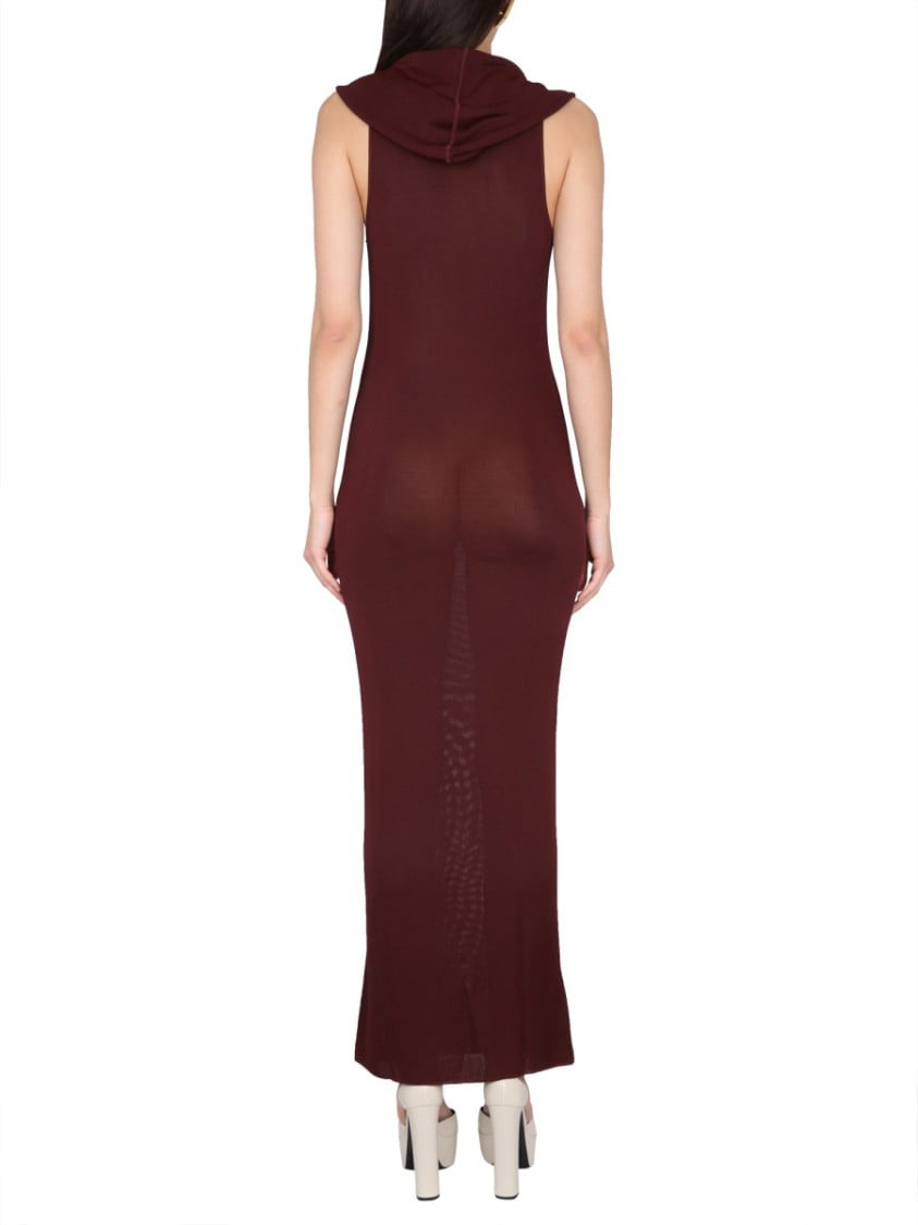 Saint Laurent Burgundy Hooded Maxi Dress Zwart