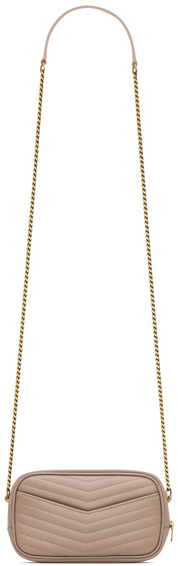Saint Laurent Mini Lou Bag With Quilted Pattern Roze