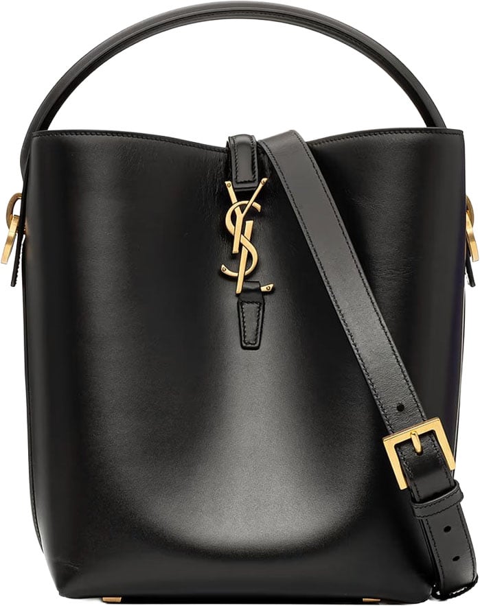 Saint Laurent Le 37 Small Leather Bucket Bag Zwart