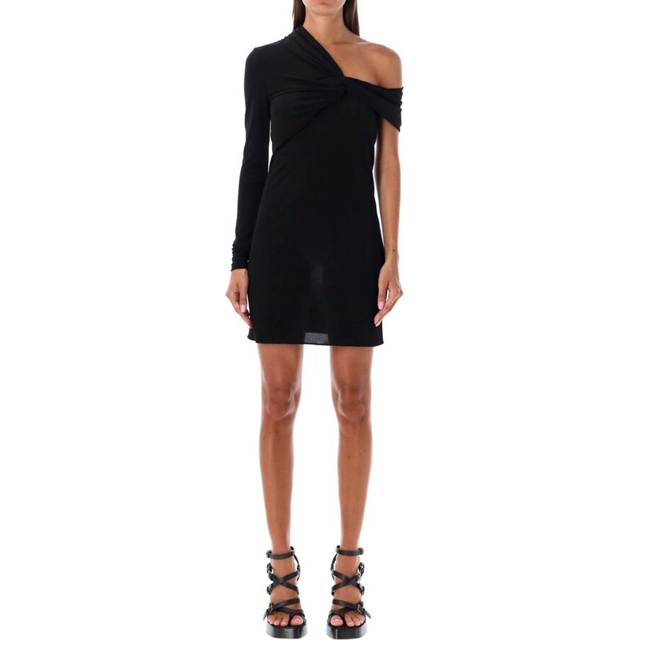 Saint Laurent Saint Laurent One Sleeve Dress Zwart