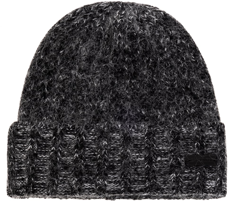 Saint Laurent Logo Brushed Wool-blend Beanie Grijs