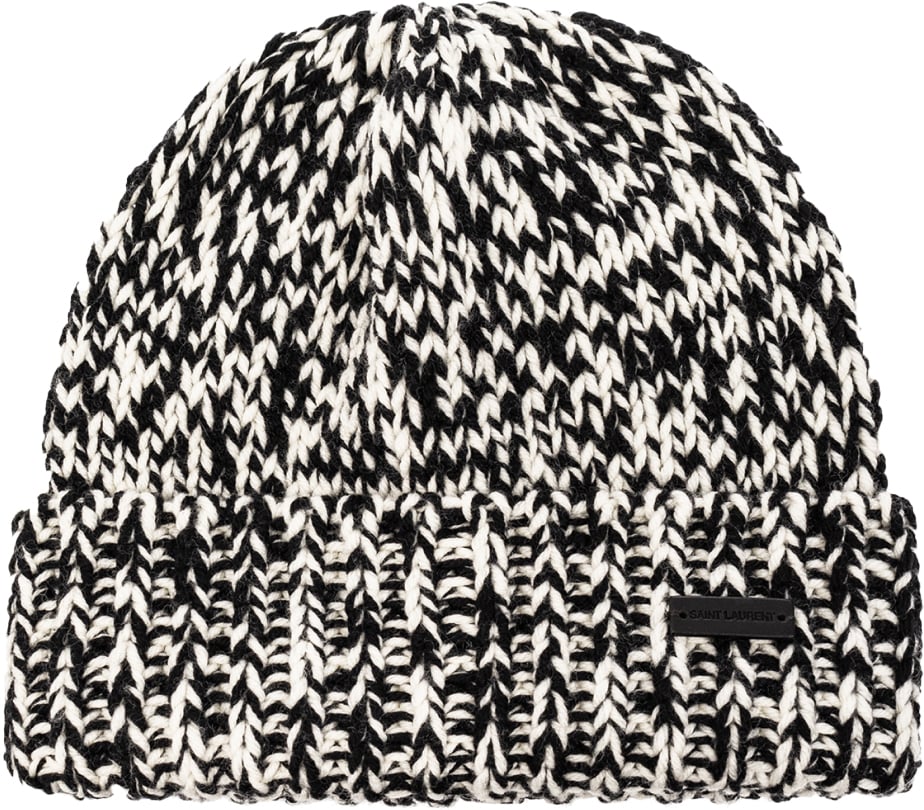 Saint Laurent Marl Logo Wool Beanie Divers