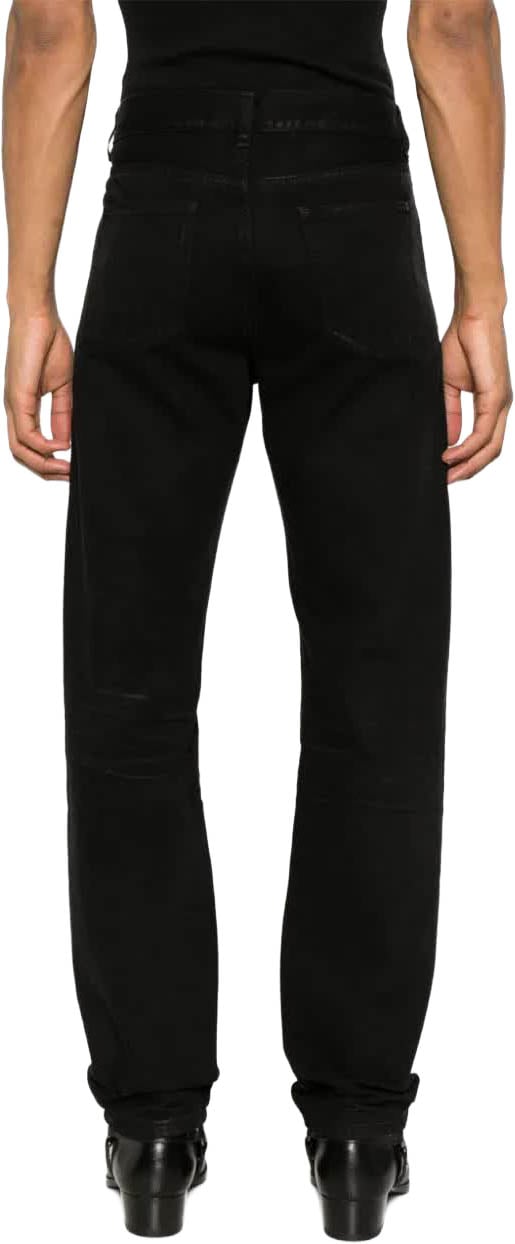 Saint Laurent Black Straight-Leg Structured Denim Jeans Zwart