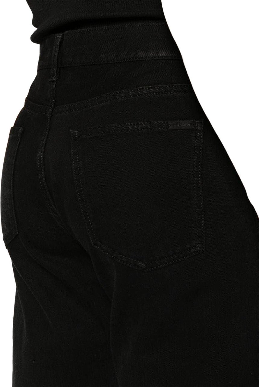 Saint Laurent Black Straight-Leg Structured Denim Jeans Zwart