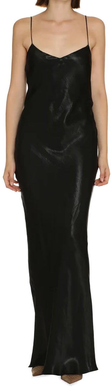Saint Laurent Satin Long Dress Zwart