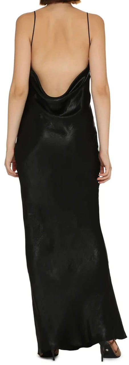 Saint Laurent Saint Laurent Satin Long Dress Zwart