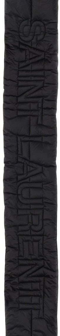 Saint Laurent Quilted Black Scarf With Embossed Logo Detail Zwart
