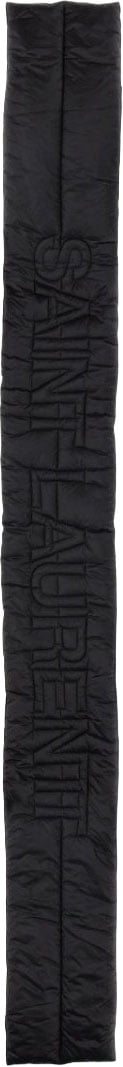 Saint Laurent Quilted Black Scarf With Embossed Logo Detail Zwart