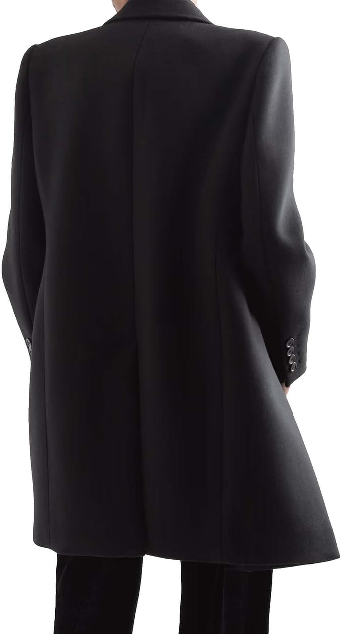 Saint Laurent Double-Breasted Wool Coat Zwart