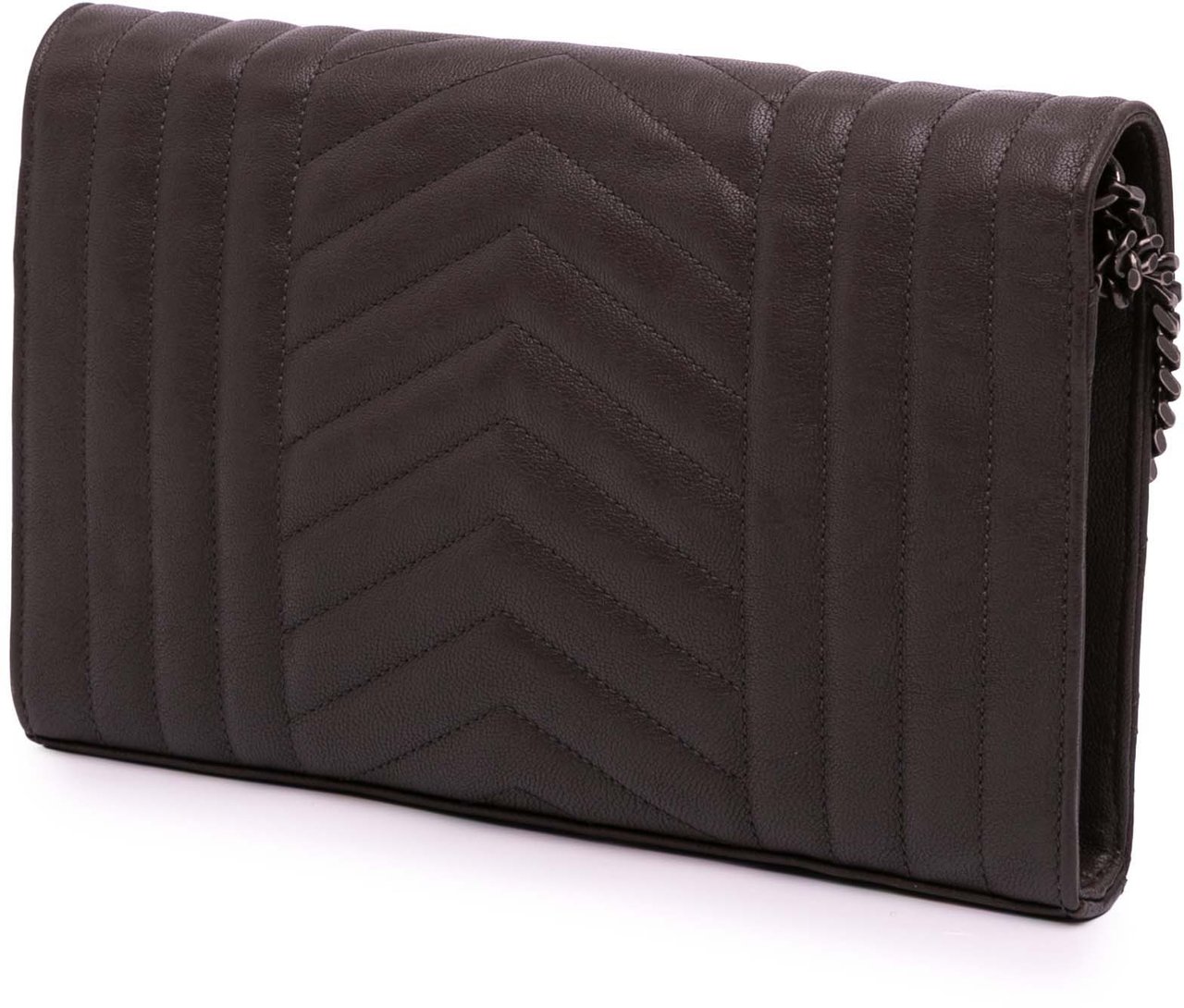 Saint Laurent Triquilt Sheepskin Monogram Envelope Wallet on Chain Bruin