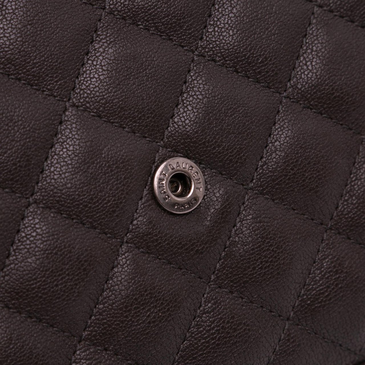 Saint Laurent Triquilt Sheepskin Monogram Envelope Wallet on Chain Bruin