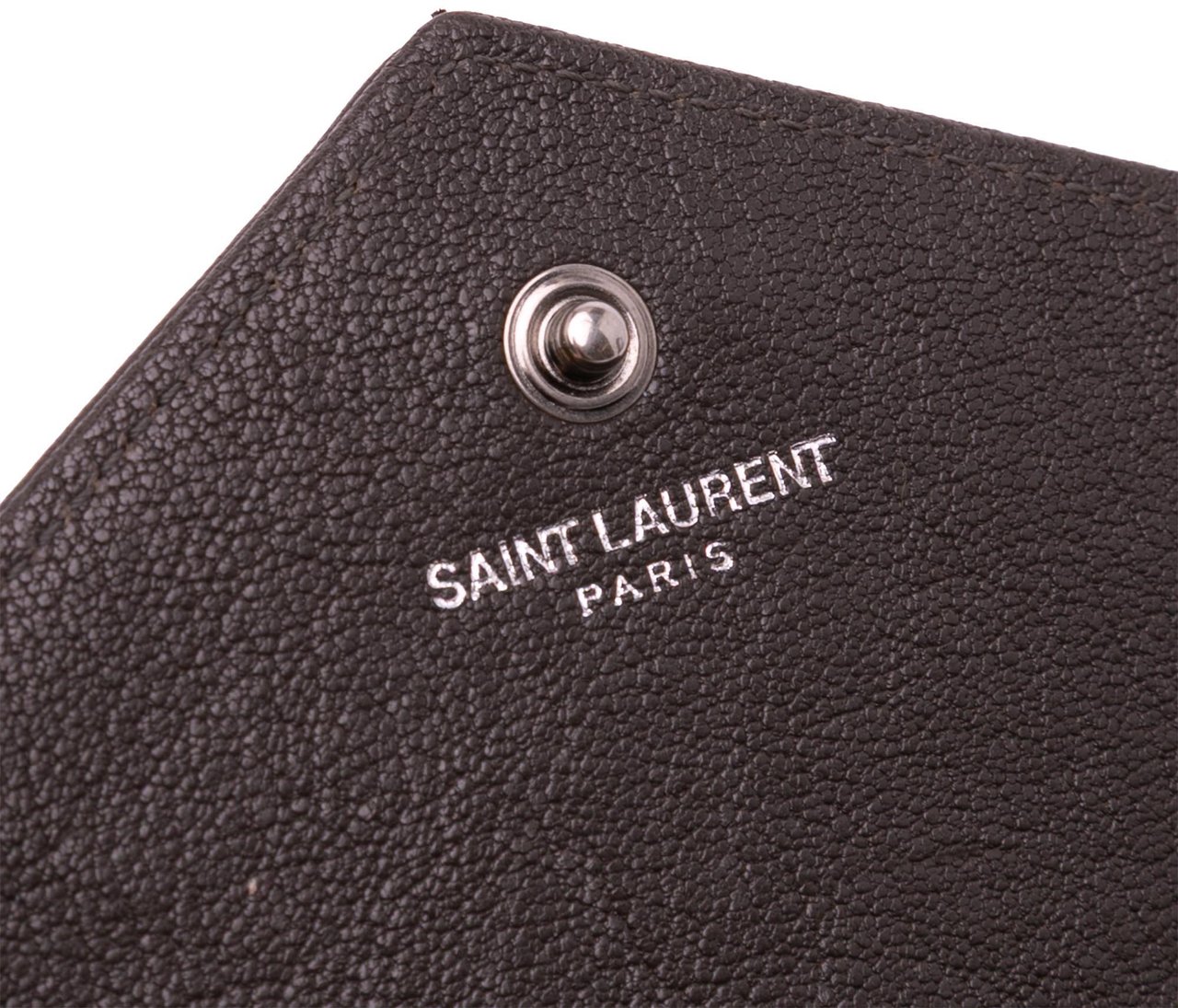 Saint Laurent Triquilt Sheepskin Monogram Envelope Wallet on Chain Bruin