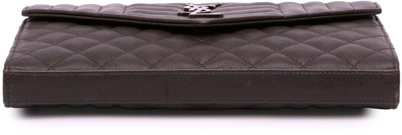Saint Laurent Triquilt Sheepskin Monogram Envelope Wallet on Chain Bruin