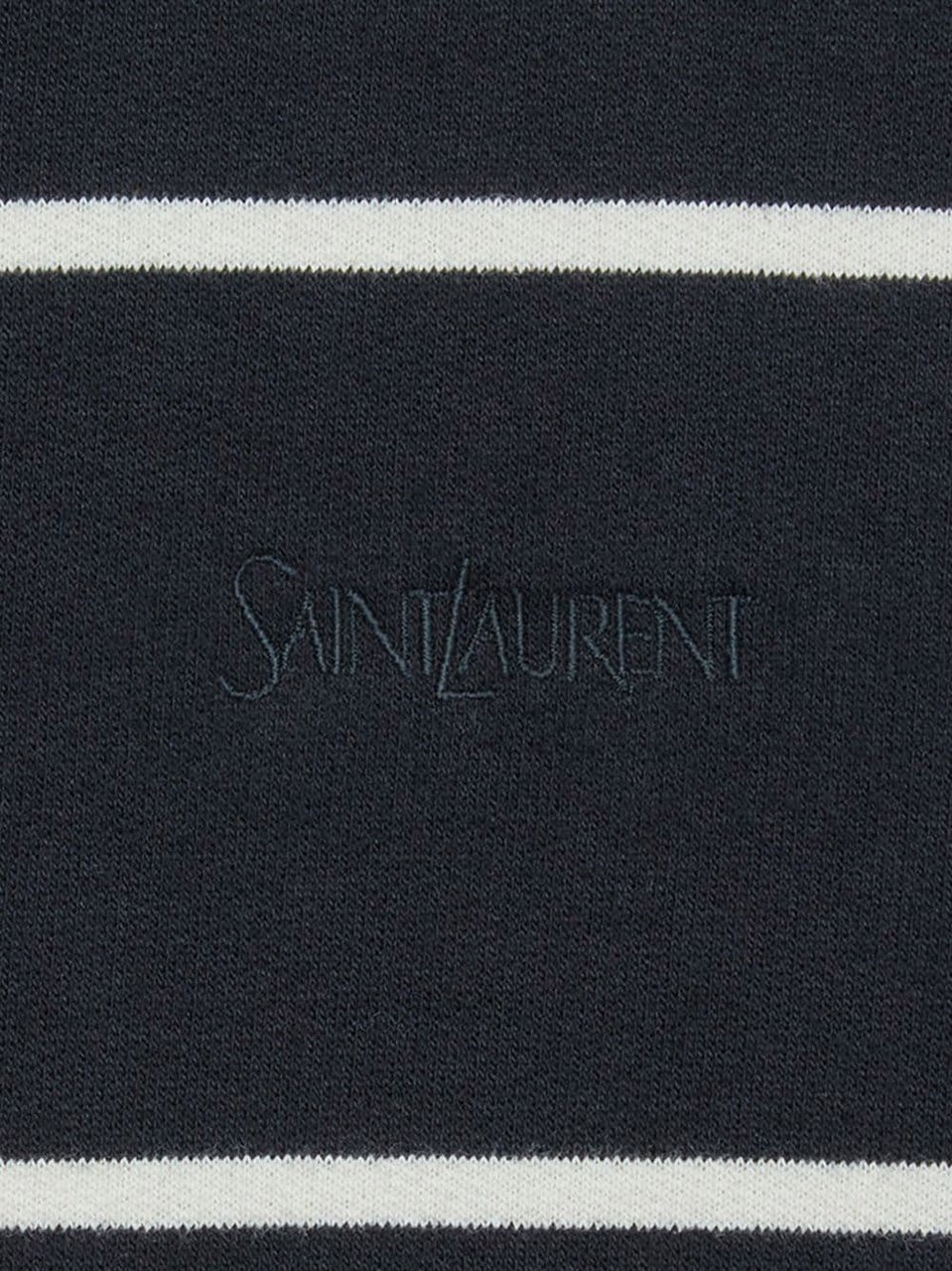 Saint Laurent Black Hoodie Horizontal Stripe Hoodie Zwart