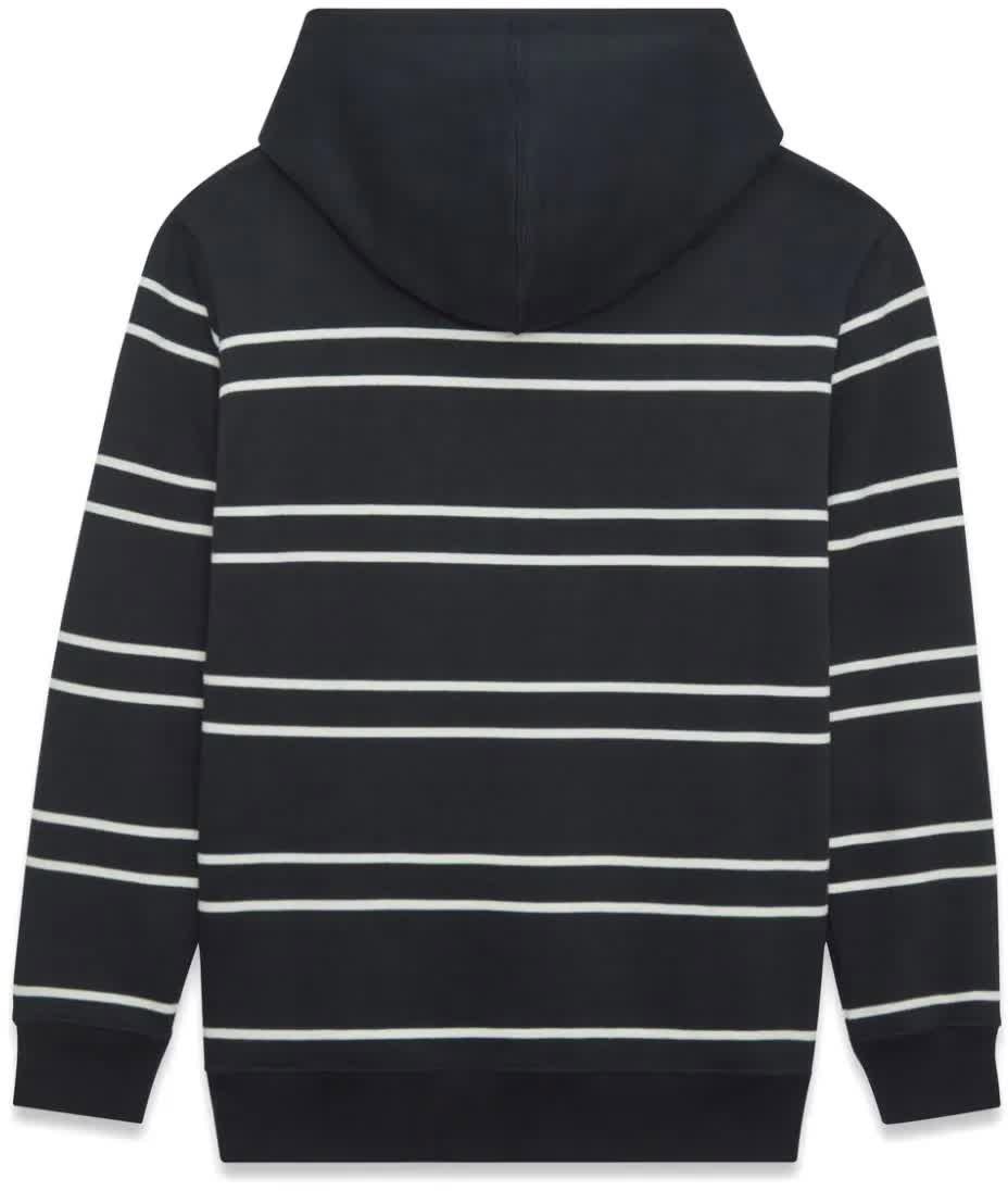 Saint Laurent Black Hoodie Horizontal Stripe Hoodie Zwart