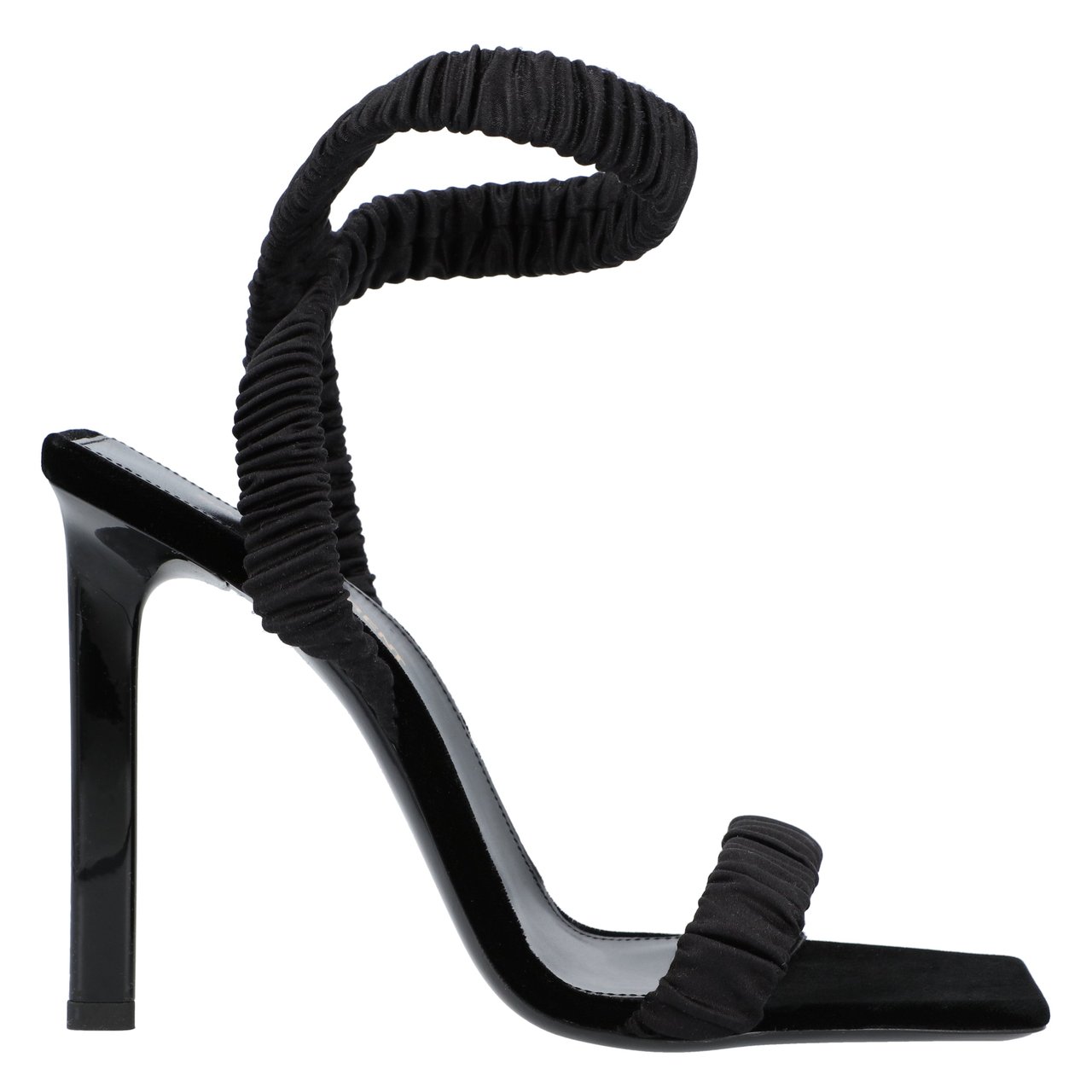 Saint Laurent Pam Sandals In Satin Crepe Black Zwart
