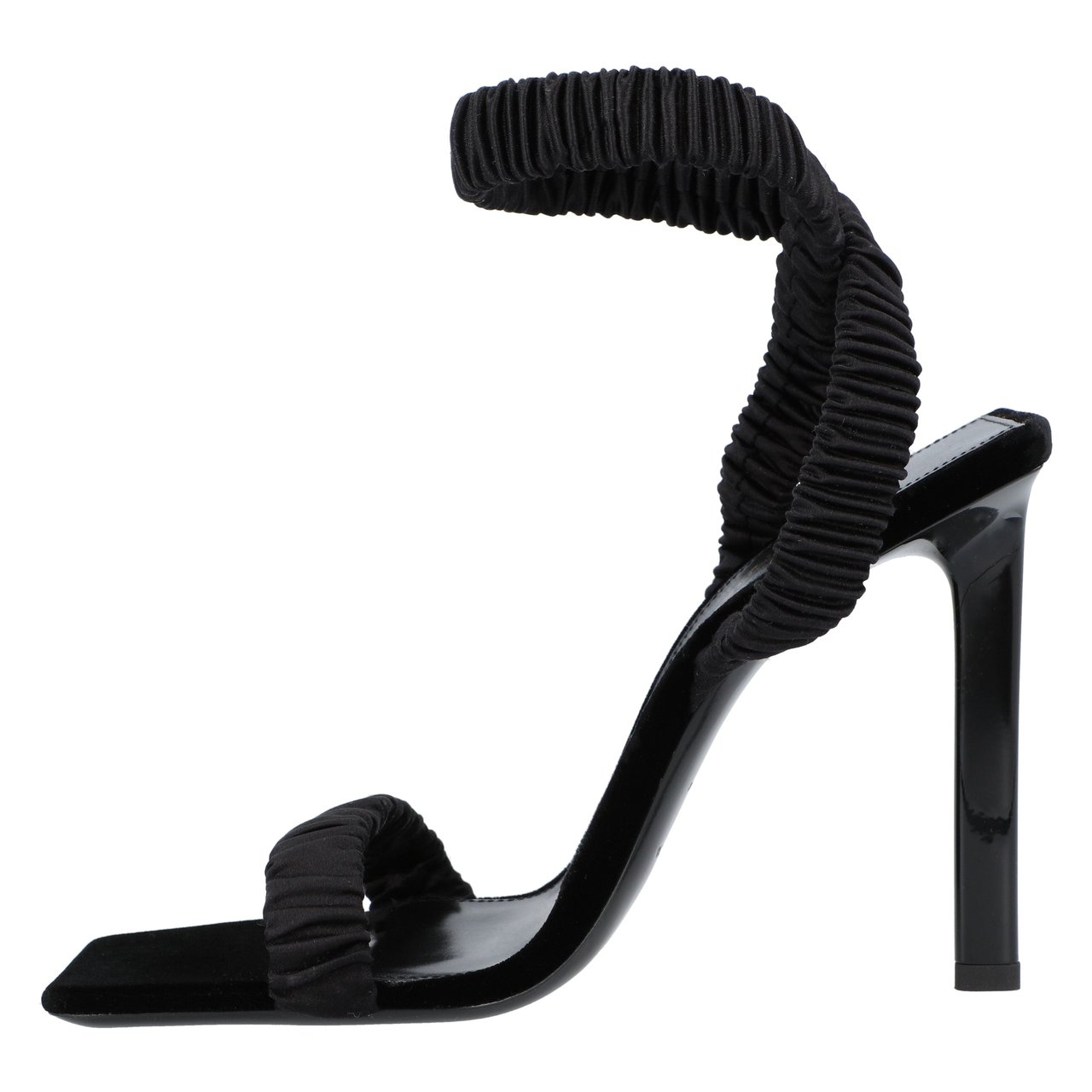 Saint Laurent Pam Sandals In Satin Crepe Black Zwart