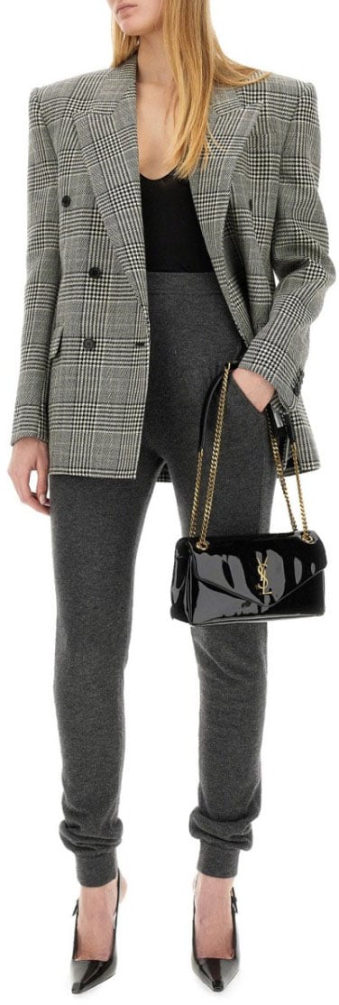 Saint Laurent High-Rise Tapered Leggings In Cashmere Blend Zwart