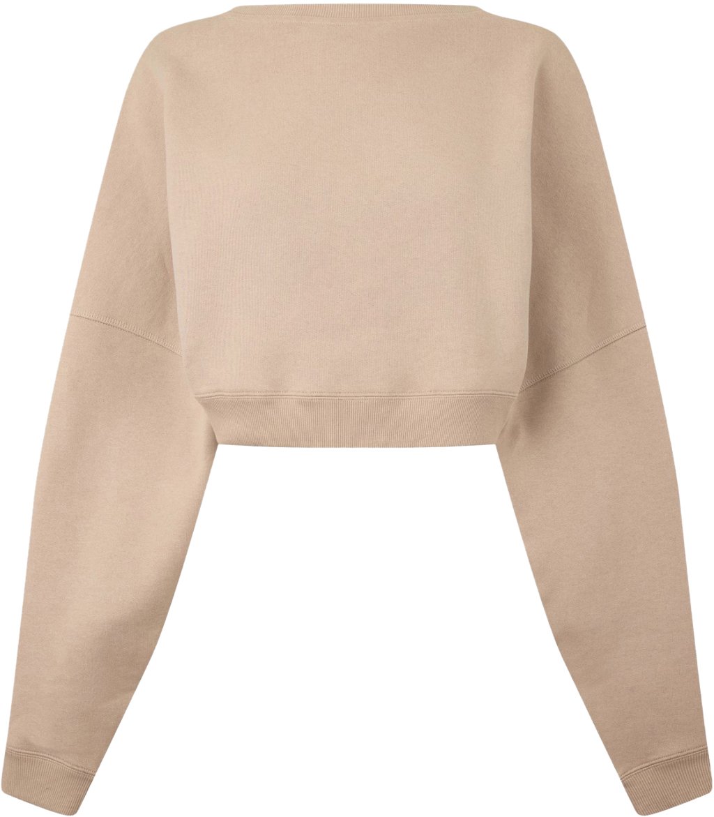 Saint Laurent Logo Cropped Sweatshirt Beige
